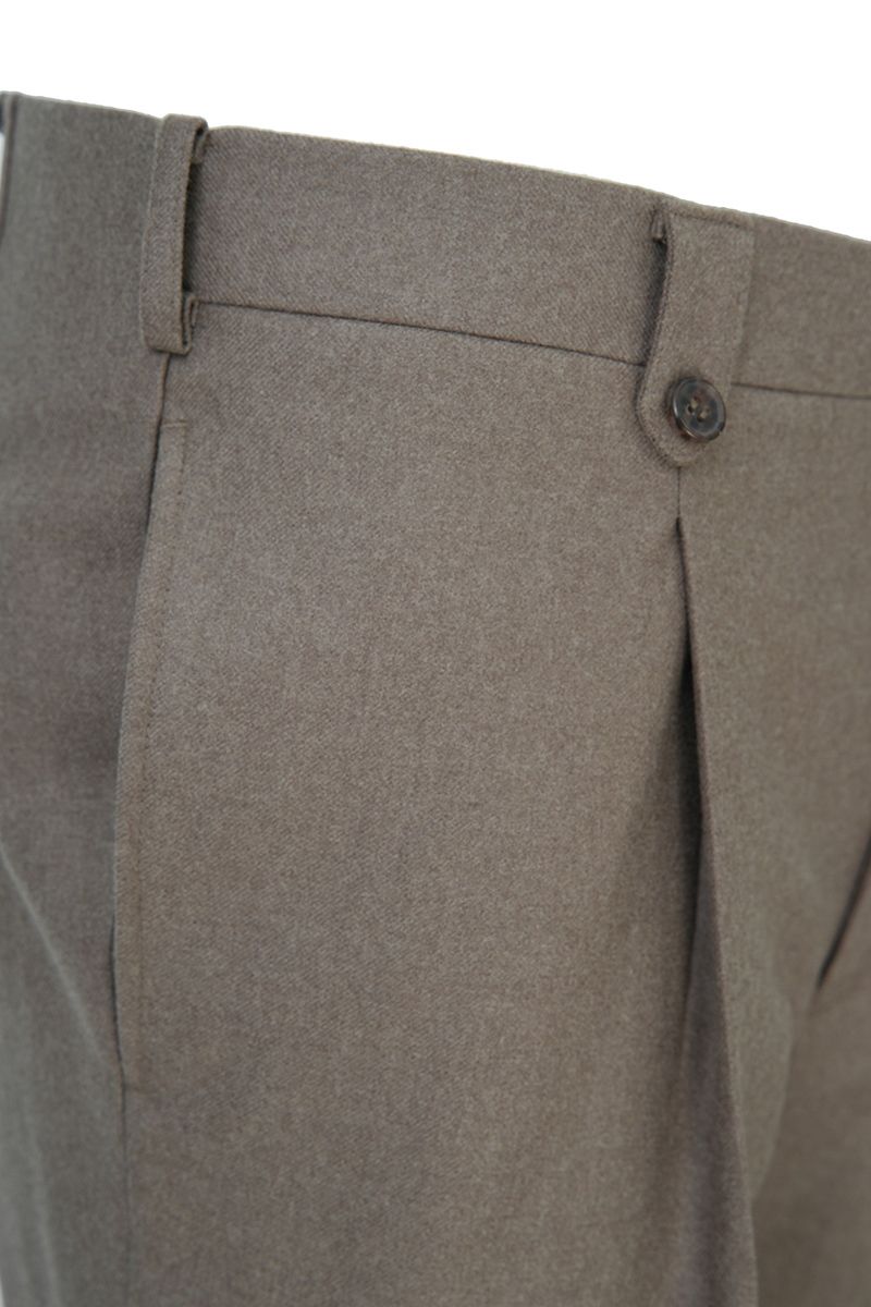 THEODORE Taupe Single-Pleat Wool Trousers, view 6 of 8