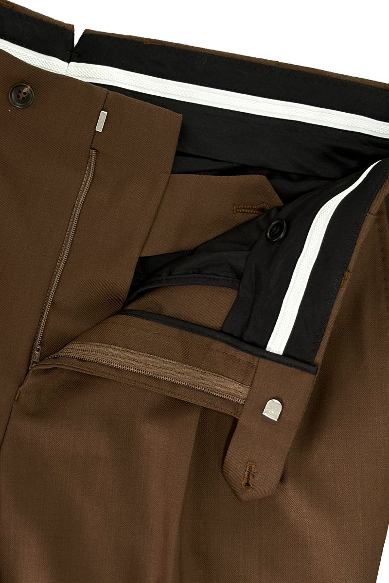 THEODORE The Posillipo Brown Wool Single-Pleat Trousers, view 6 of 8