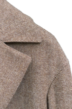 THEODORE Coffee Striped Wool Overcoat, view 5 of 7
