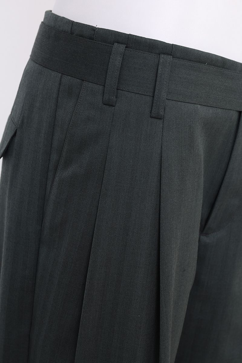 THEODORE Green Striped Wool Trousers, view 6 of 8