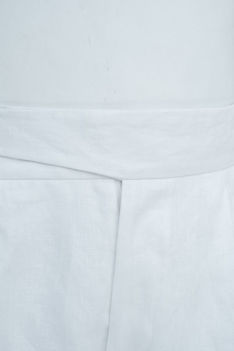 THEODORE White Single-Pleat Linen Shorts, view 6 of 8
