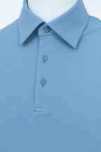 THEODORE The Hvar Blue Cotton-Blend Spread-Collar Polo, view 6 of 6