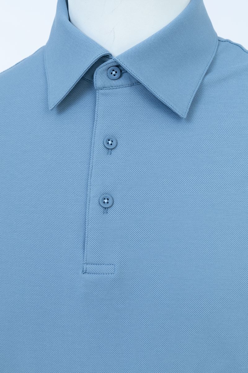 THEODORE The Hvar Blue Cotton-Blend Spread-Collar Polo, view 6 of 6