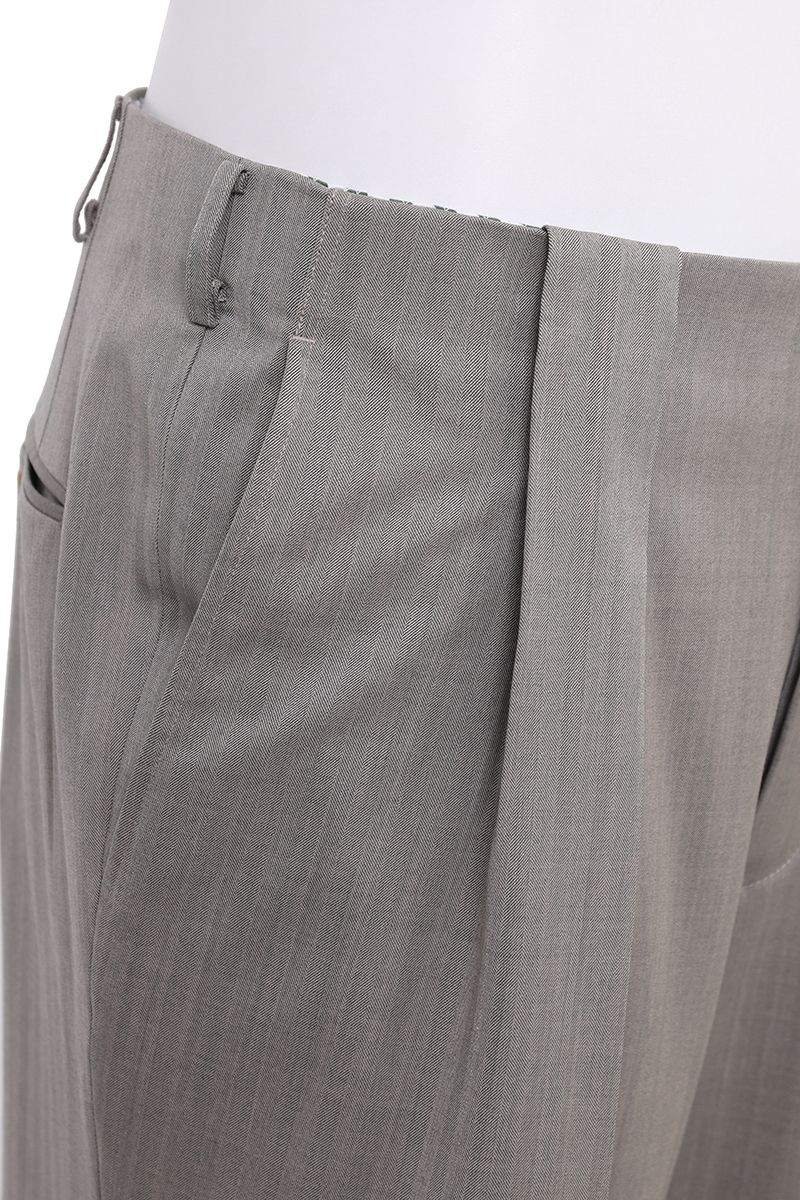 THEODORE Grey Wide-Leg Herringbone Wool Trousers, view 6 of 8