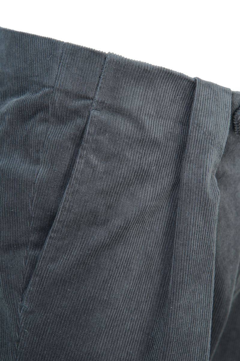 THEODORE Grey Box-Pleat Cotton Trousers, view 6 of 7
