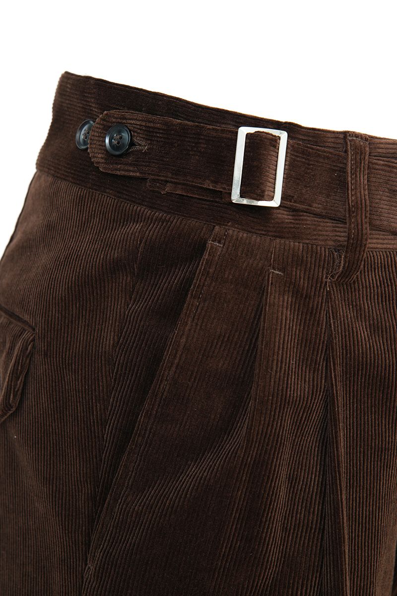 THEODORE Brown Double-Pleat Cotton Trousers, view 6 of 8