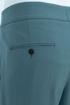 THEODORE Blue Grey Double-Pleat Wool Trousers, view 6 of 6