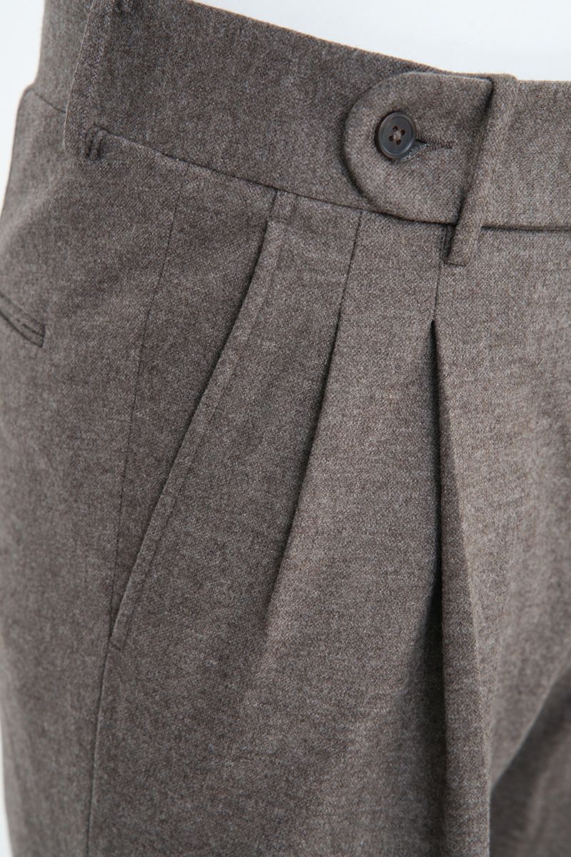 THEODORE Taupe Double-Pleat Trousers, view 6 of 9