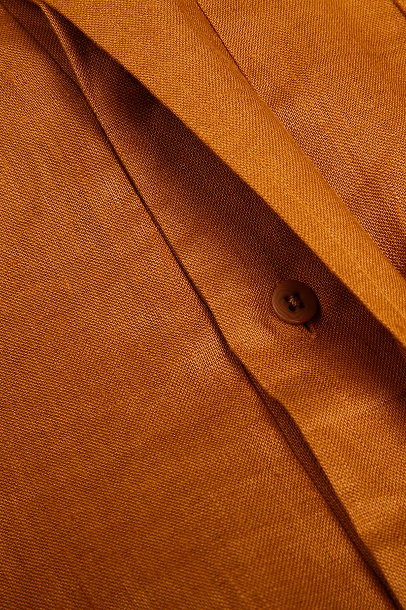 THEODORE Yellow Linen Popover Shirt, view 6 of 7