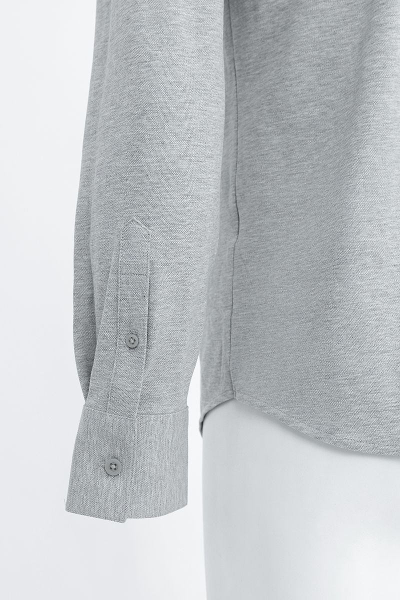 THEODORE The Rovinj Light Grey Cotton-Blend Long-Sleeve Polo, view 6 of 7