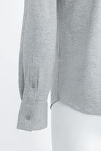 THEODORE The Rovinj Light Grey Cotton-Blend Long-Sleeve Polo, view 6 of 7