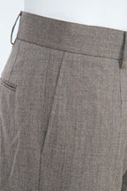 THEODORE Taupe Flat-Front Wool Trousers, view 6 of 8