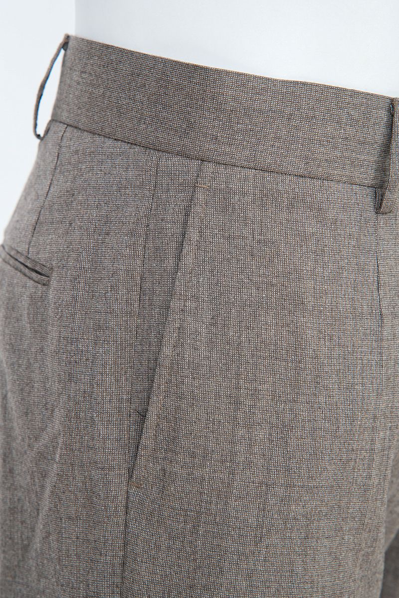 THEODORE Taupe Flat-Front Wool Trousers, view 6 of 8