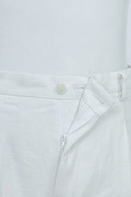 THEODORE Ivory Double-Pleat Linen Trousers, view 6 of 8