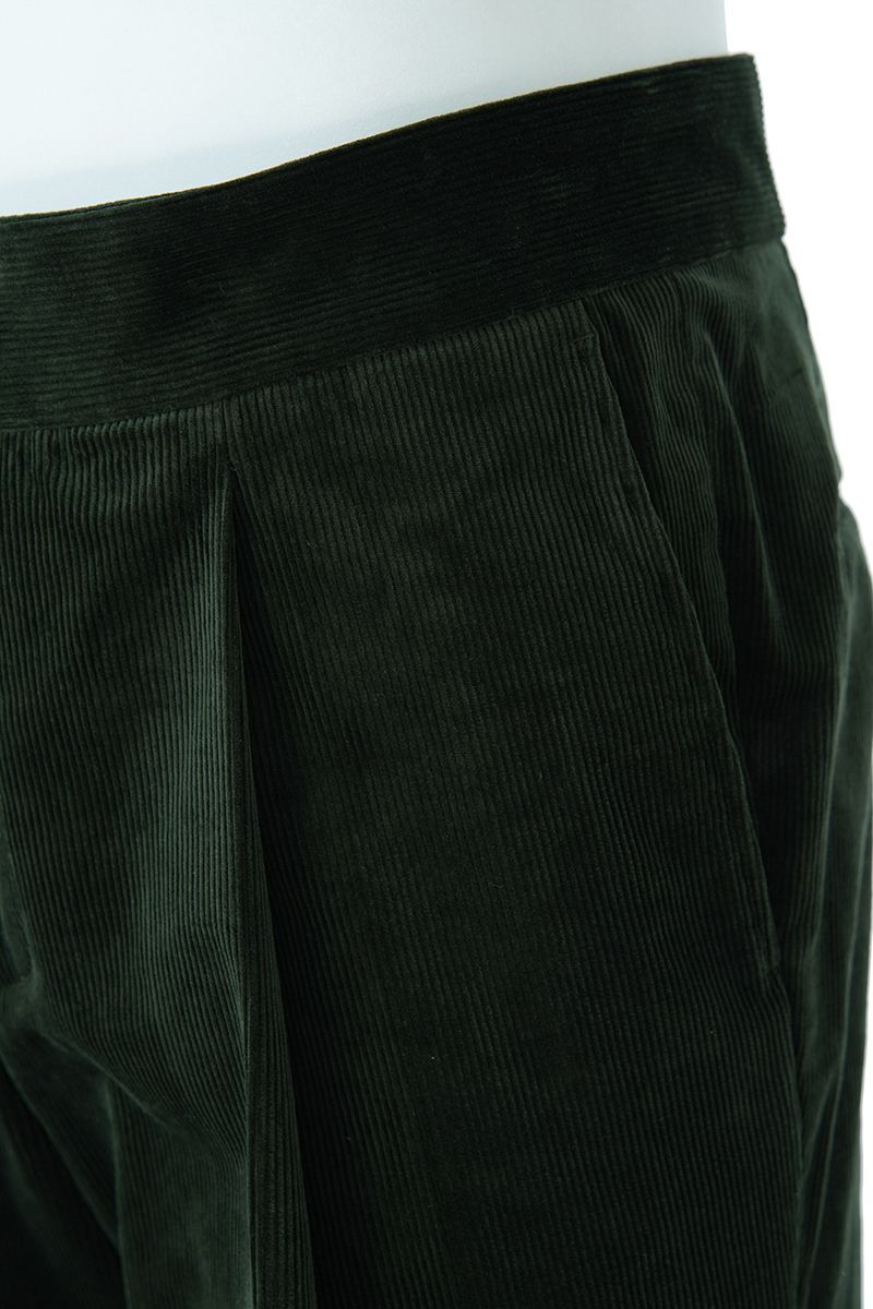 THEODORE The Comporta Dark Green Cotton-Blend Single-Pleat Corduroy Trousers, view 6 of 7