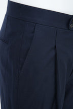 THEODORE Navy Button-Tab Wool Trousers, view 6 of 8