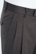 THEODORE Charcoal Striped Double-Pleat Wool Trousers, view 6 of 8