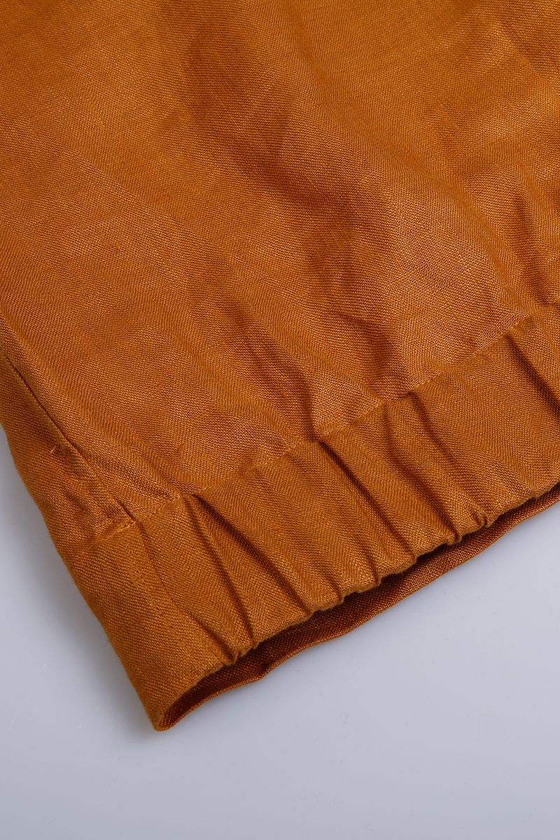 THEODORE Yellow Linen Popover Shirt, view 7 of 7