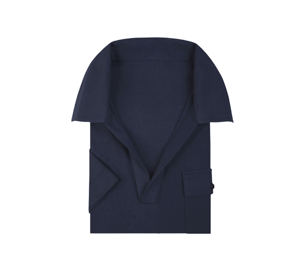 THEODORE The Bandol Navy Cotton Pocket Polo, view 7 of 7