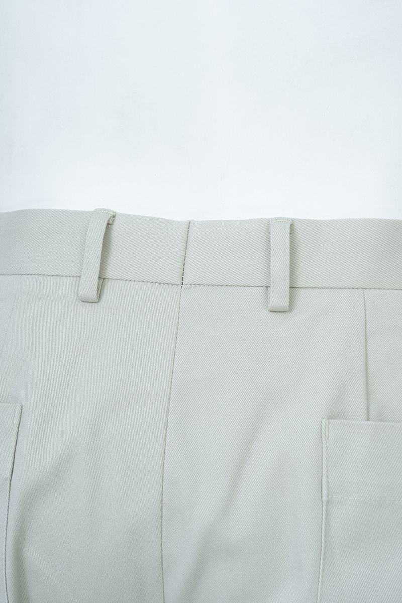THEODORE Light Grey Flat-Front Cotton Trousers, view 7 of 7