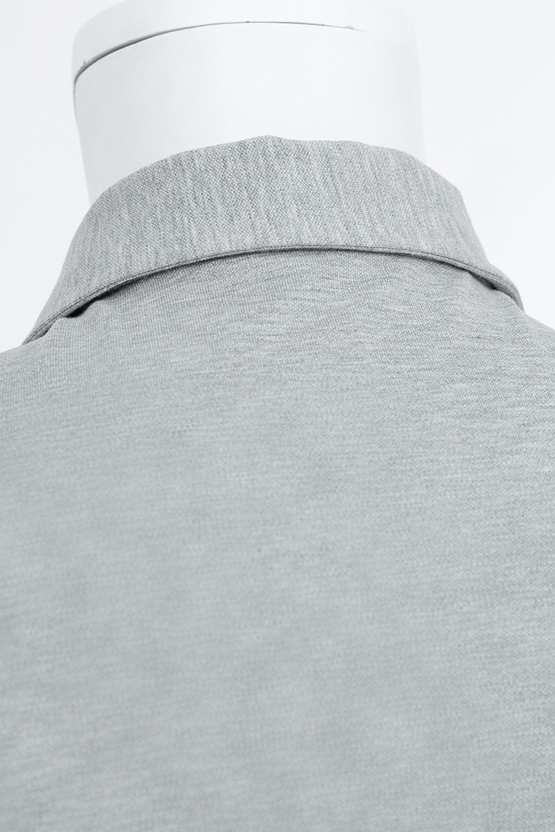 THEODORE The Rovinj Light Grey Cotton-Blend Long-Sleeve Polo, view 7 of 7