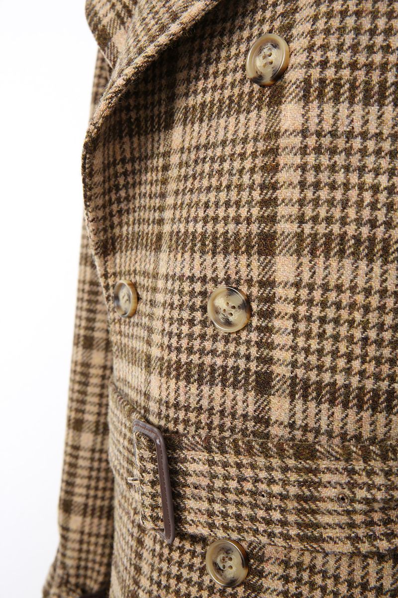 THEODORE Coffee Check Wool Trench Coat, view 4 of 5