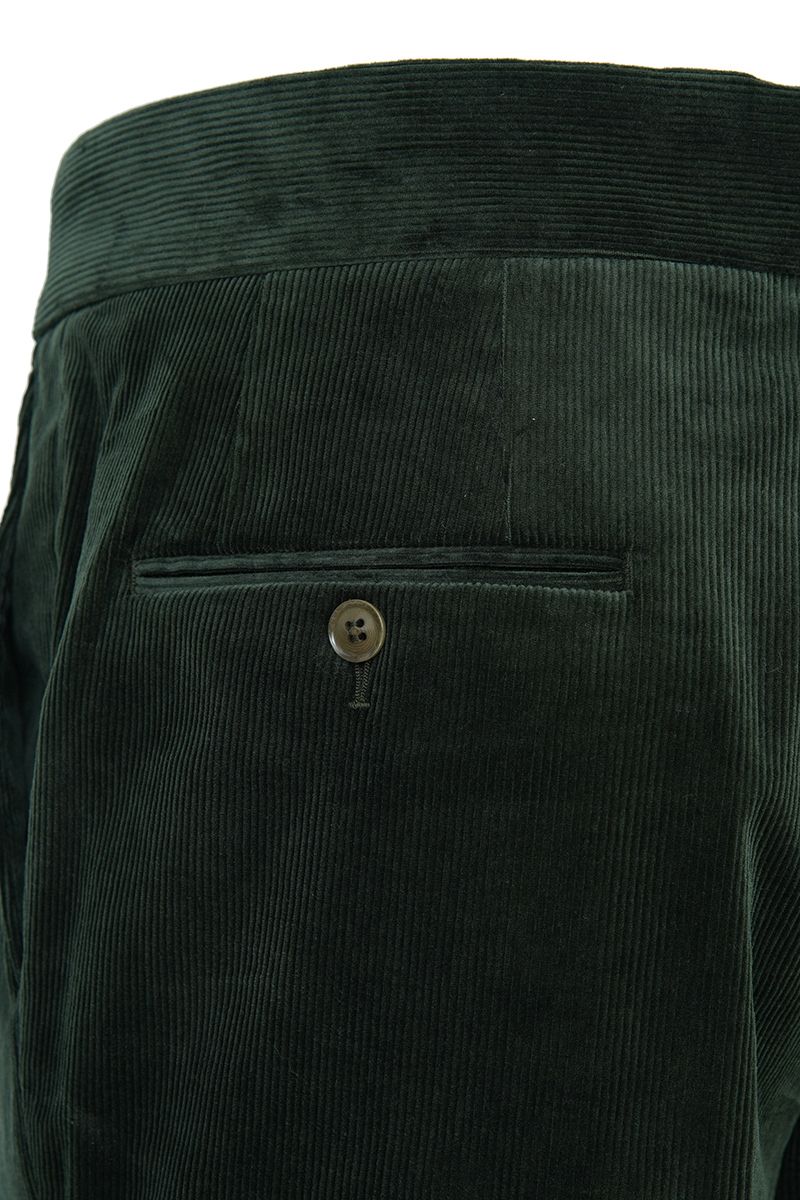 THEODORE The Comporta Dark Green Cotton-Blend Single-Pleat Corduroy Trousers, view 7 of 7