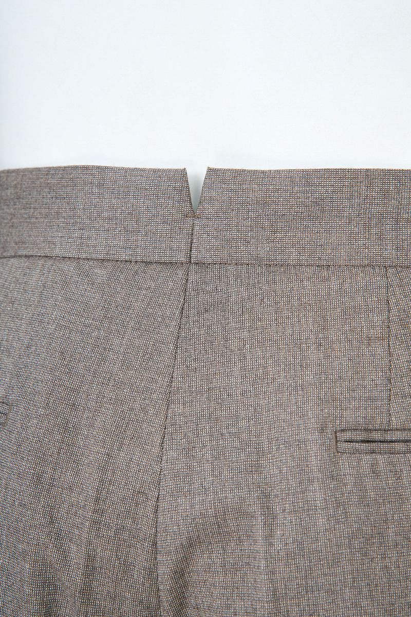 THEODORE Taupe Flat-Front Wool Trousers, view 7 of 8