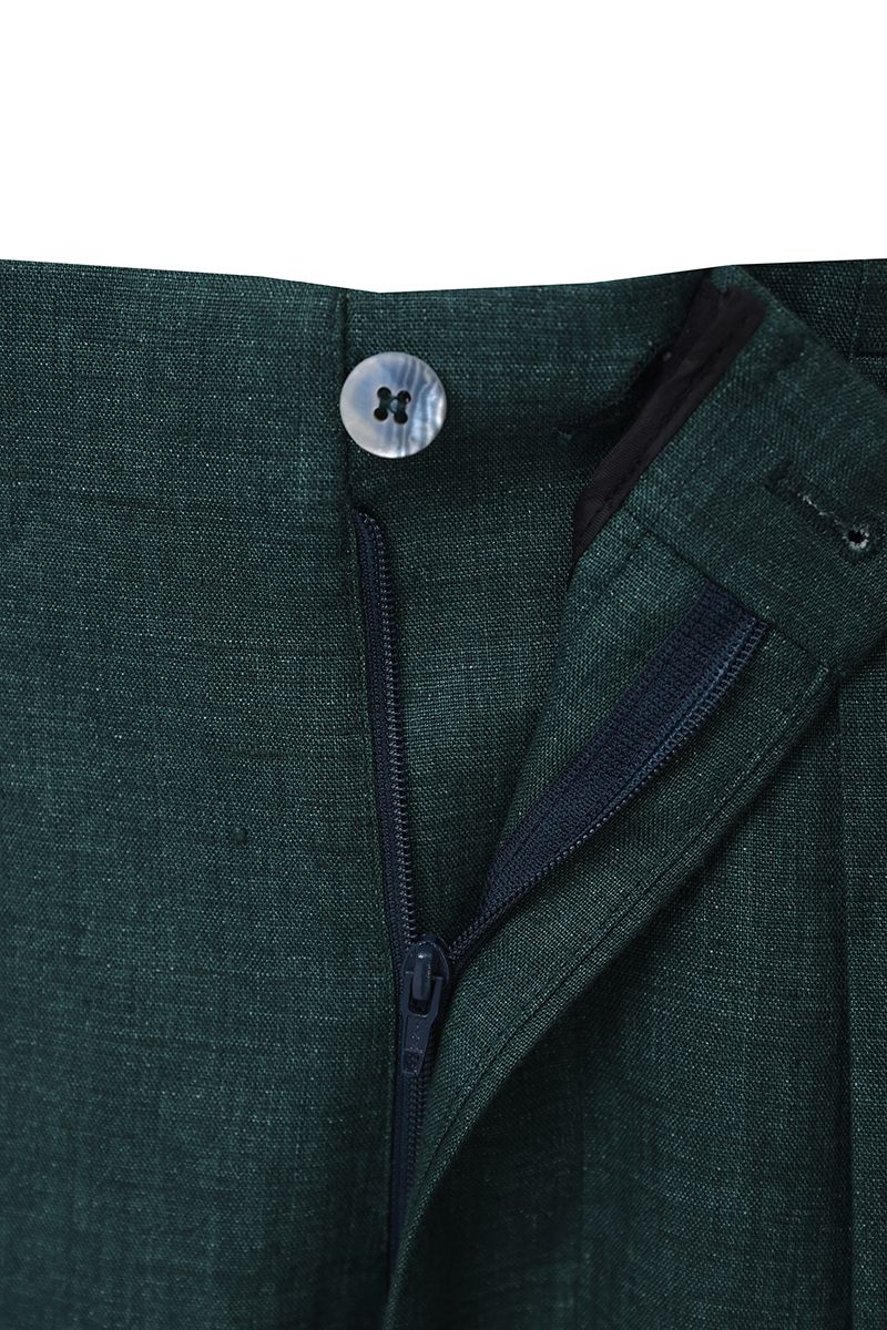 THEODORE Green Linen Trousers, view 3 of 3