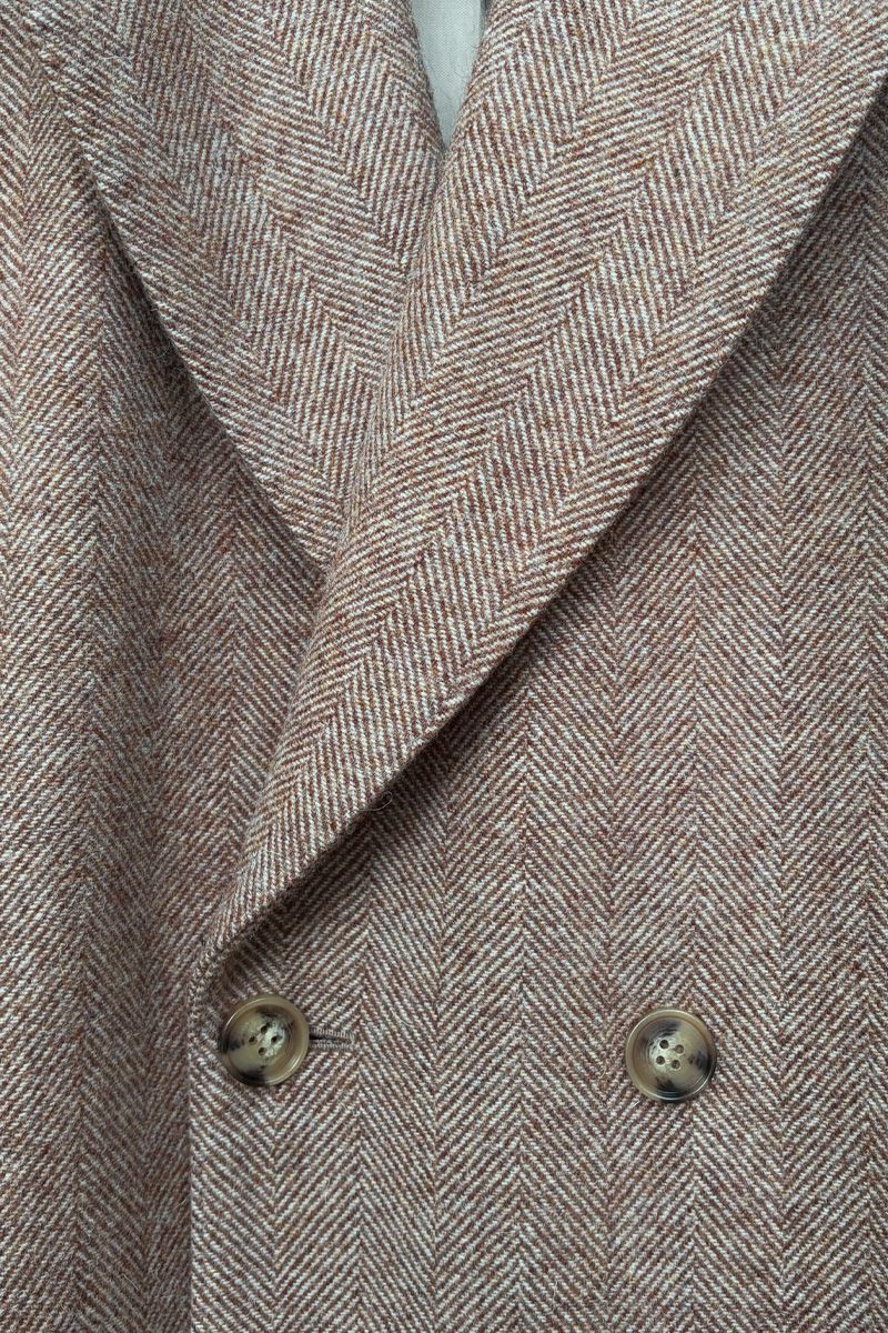 THEODORE Coffee Striped Wool Overcoat, view 6 of 7