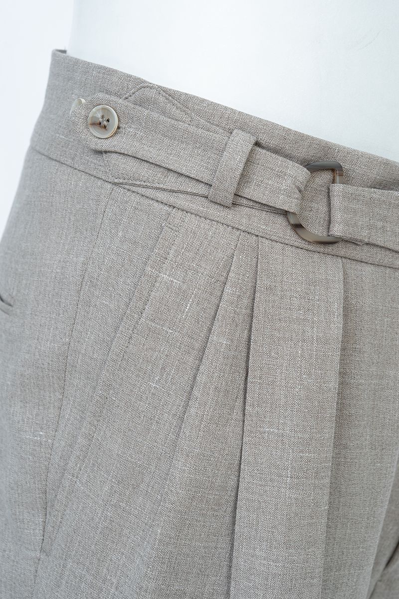 THEODORE Taupe Box-Pleat Wool Trousers, view 7 of 9