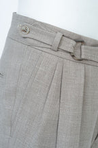 THEODORE Taupe Box-Pleat Wool Trousers, view 7 of 9