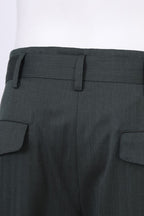 THEODORE Green Striped Wool Trousers, view 7 of 8