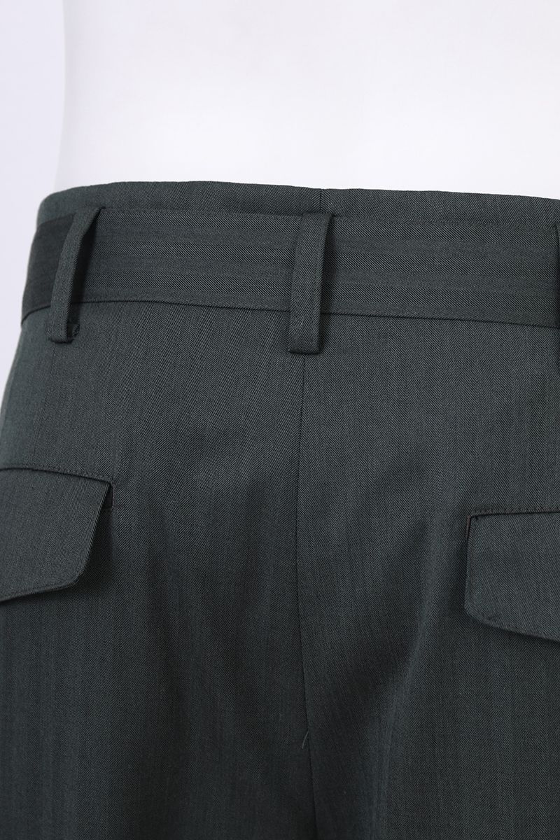 THEODORE Green Striped Wool Trousers, view 7 of 8