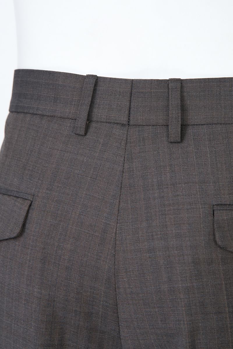 THEODORE Charcoal Striped Double-Pleat Wool Trousers, view 7 of 8