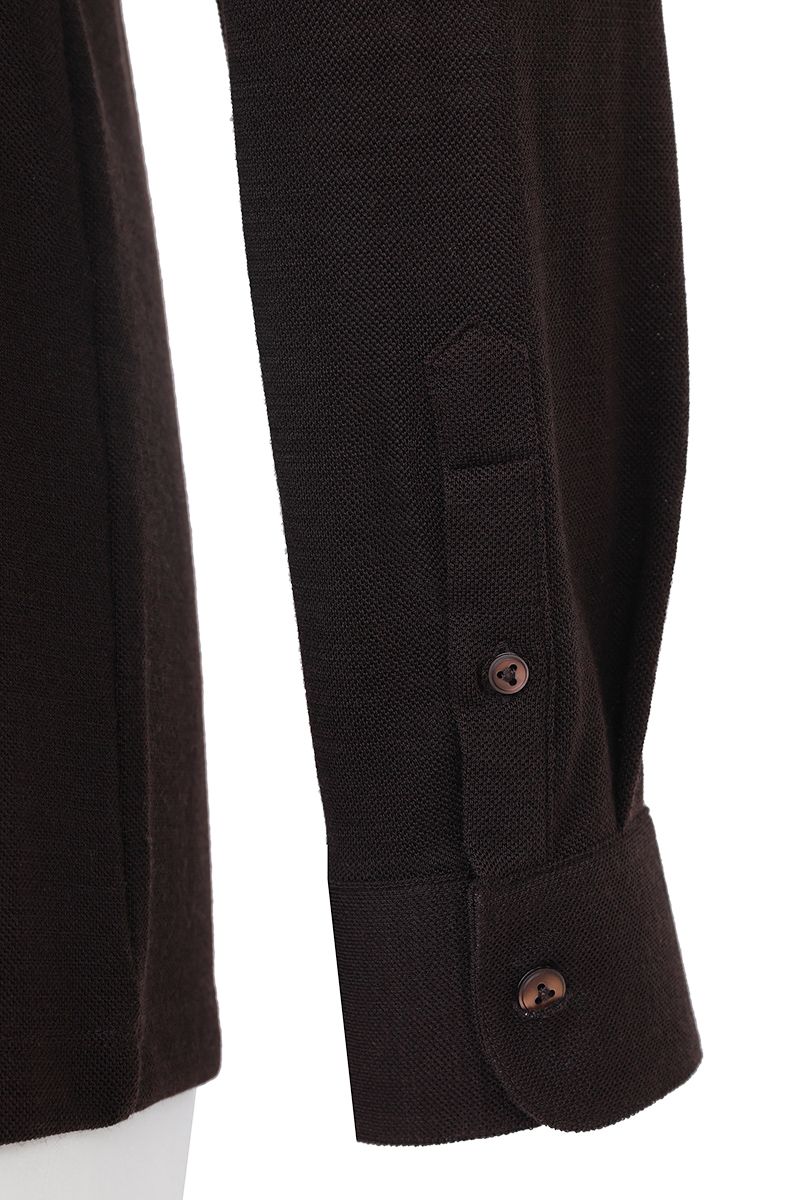 THEODORE The Sperlonga Brown Piqué Blend Stand-Collar Polo, view 7 of 7