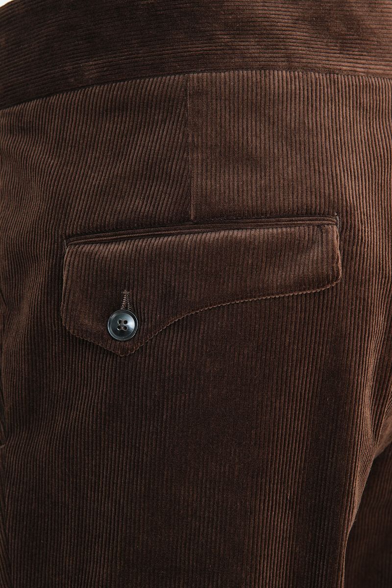 THEODORE Brown Double-Pleat Cotton Trousers, view 7 of 8