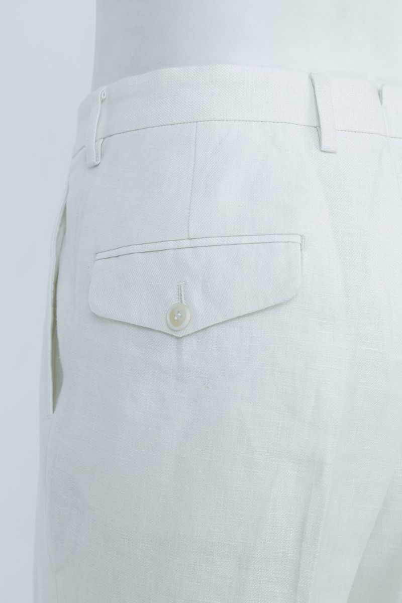 THEODORE Ivory Double-Pleat Linen Trousers, view 7 of 8