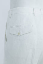 THEODORE Ivory Double-Pleat Linen Trousers, view 7 of 8