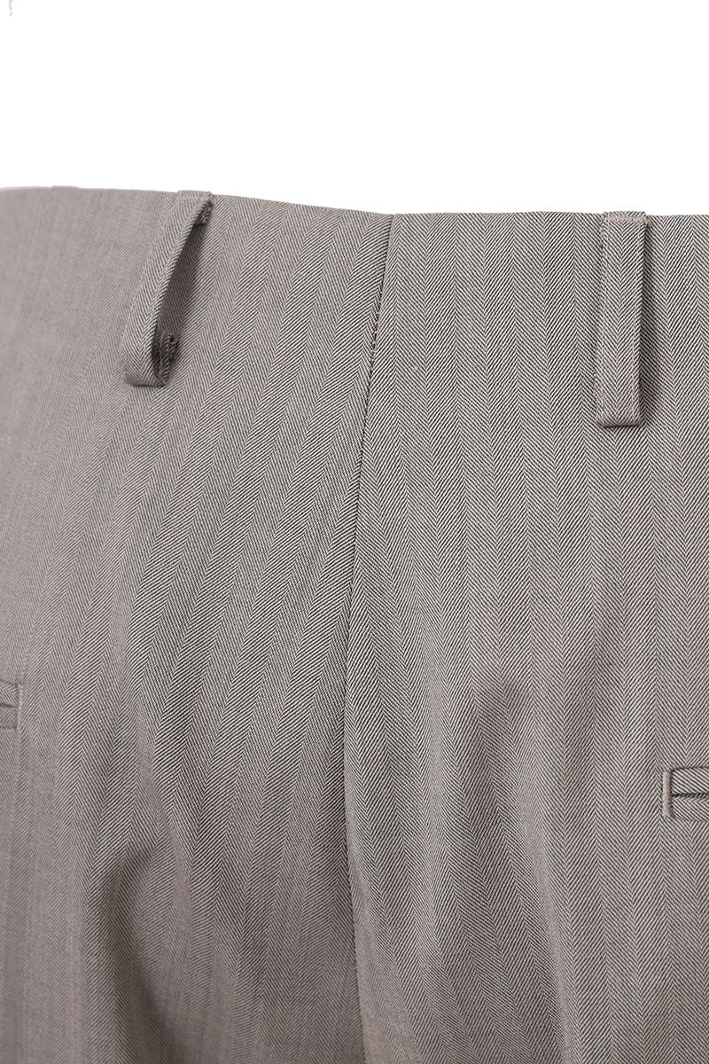 THEODORE Grey Wide-Leg Herringbone Wool Trousers, view 7 of 8