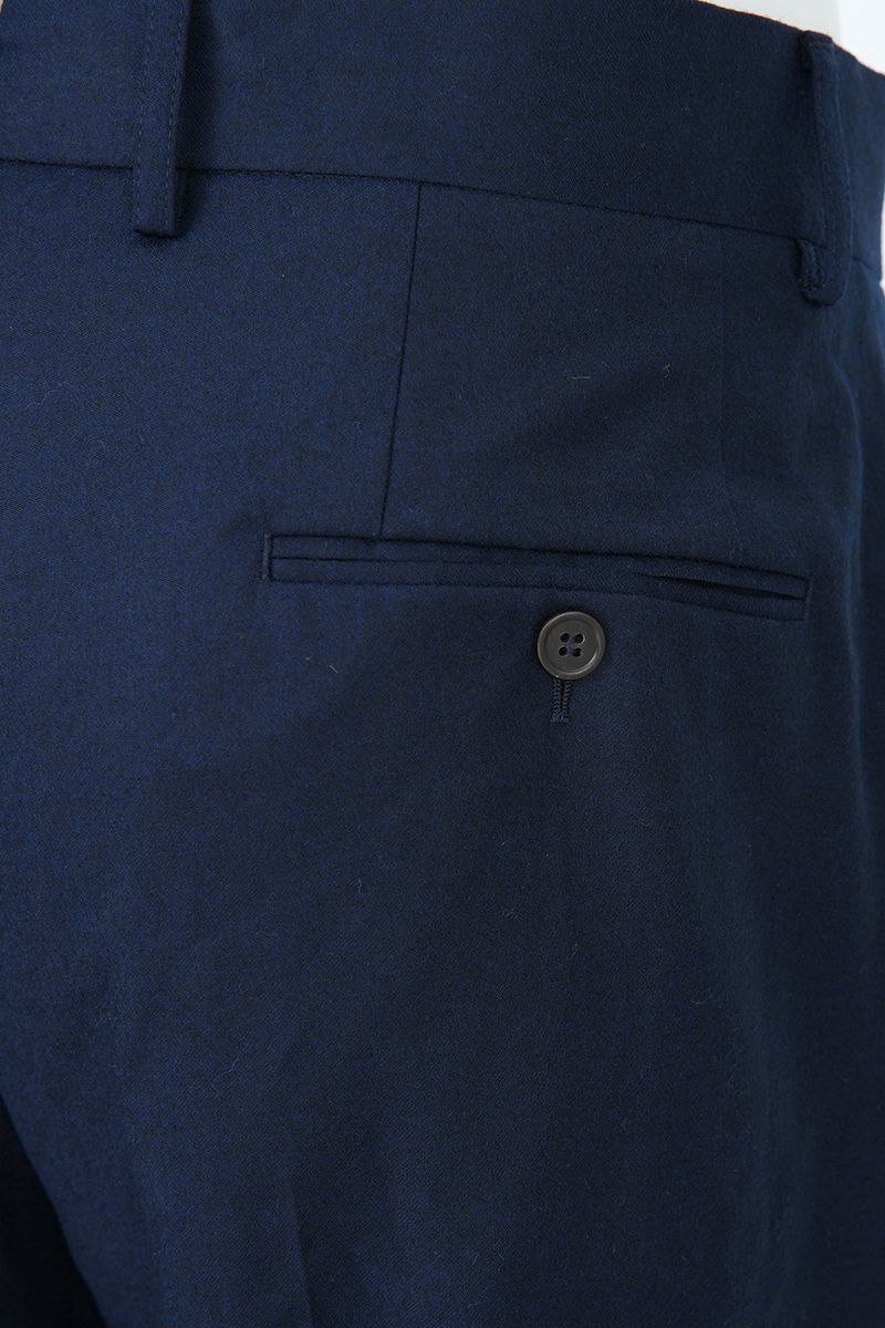 THEODORE Navy Flat-Front Wool Trousers, view 7 of 8