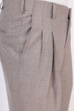 THEODORE The Fiesole Grey Wool Double-Pleat Flannel Trousers, view 7 of 9