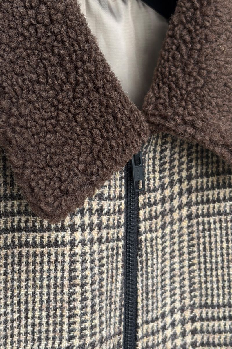 THEODORE Coffee Check Wool Casual Jacket, view 5 of 6