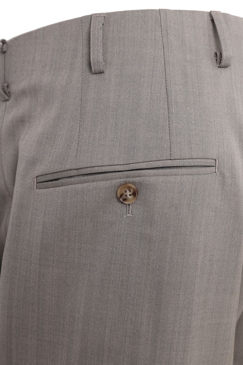 THEODORE Grey Wide-Leg Herringbone Wool Trousers, view 8 of 8