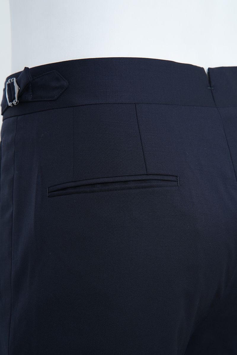 THEODORE The Via Veneto Navy Wool Square-Tab Trousers, view 8 of 8