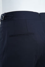 THEODORE The Via Veneto Navy Wool Square-Tab Trousers, view 8 of 8