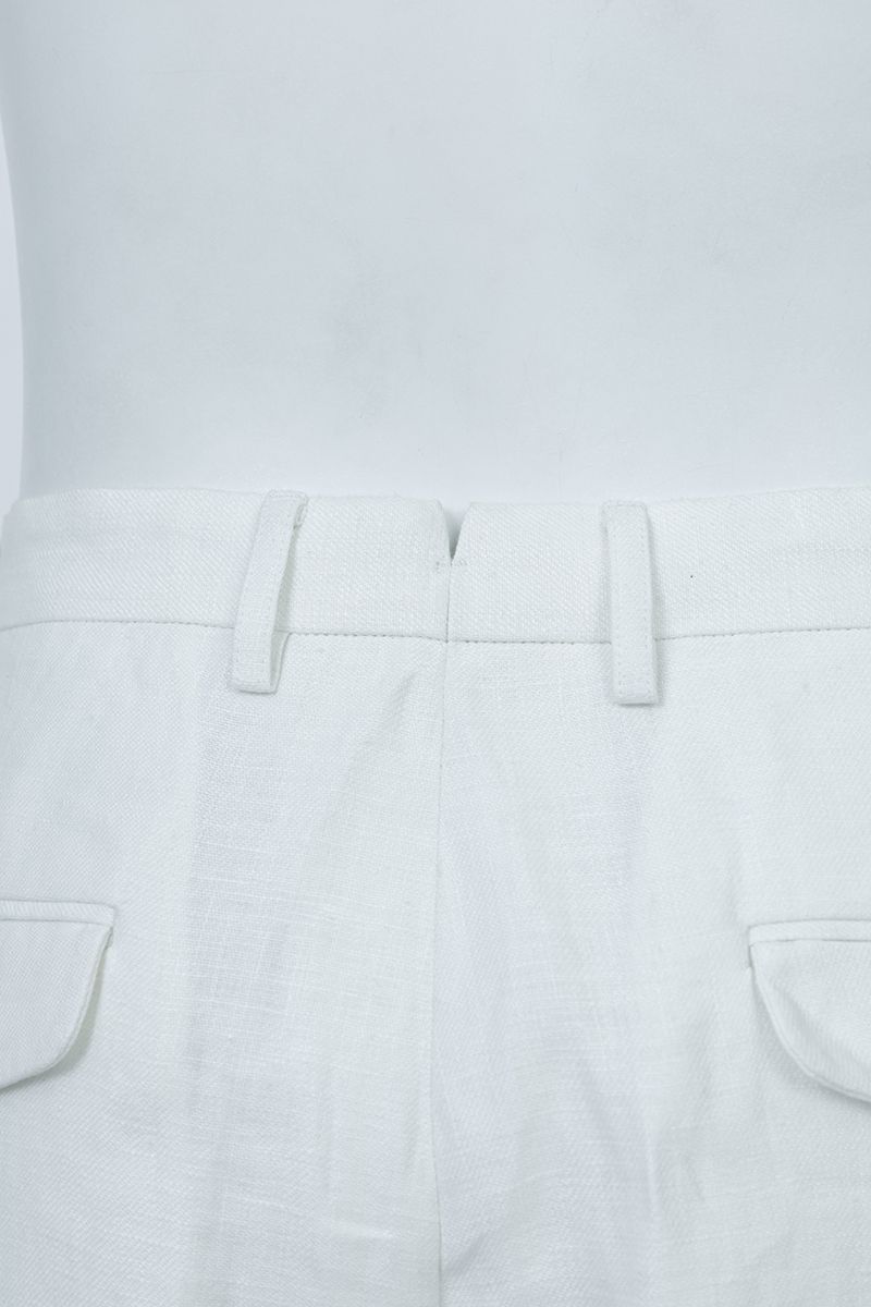 THEODORE Ivory Double-Pleat Linen Trousers, view 8 of 8