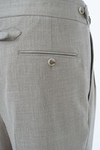 THEODORE Taupe Box-Pleat Wool Trousers, view 8 of 9