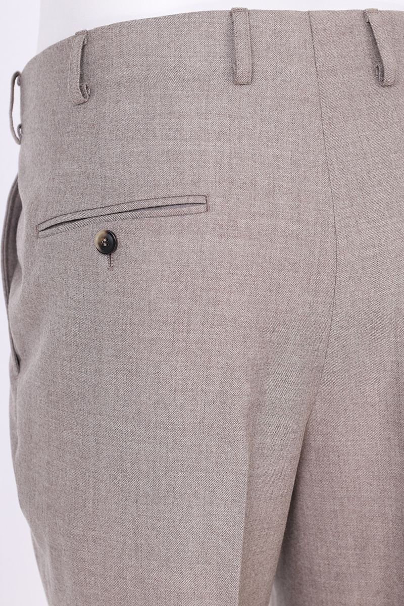 THEODORE The Fiesole Grey Wool Double-Pleat Flannel Trousers, view 8 of 9