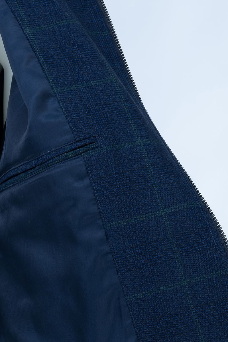 THEODORE Blue Check Wool Casual Jacket, view 4 of 6